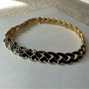 Vintage Choker Necklace Gold Black